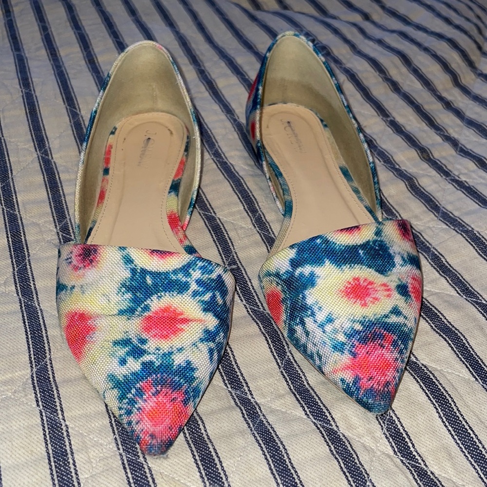 J Crew RARE tie dye D’orsay flats Sz 6 1/2 model F1301